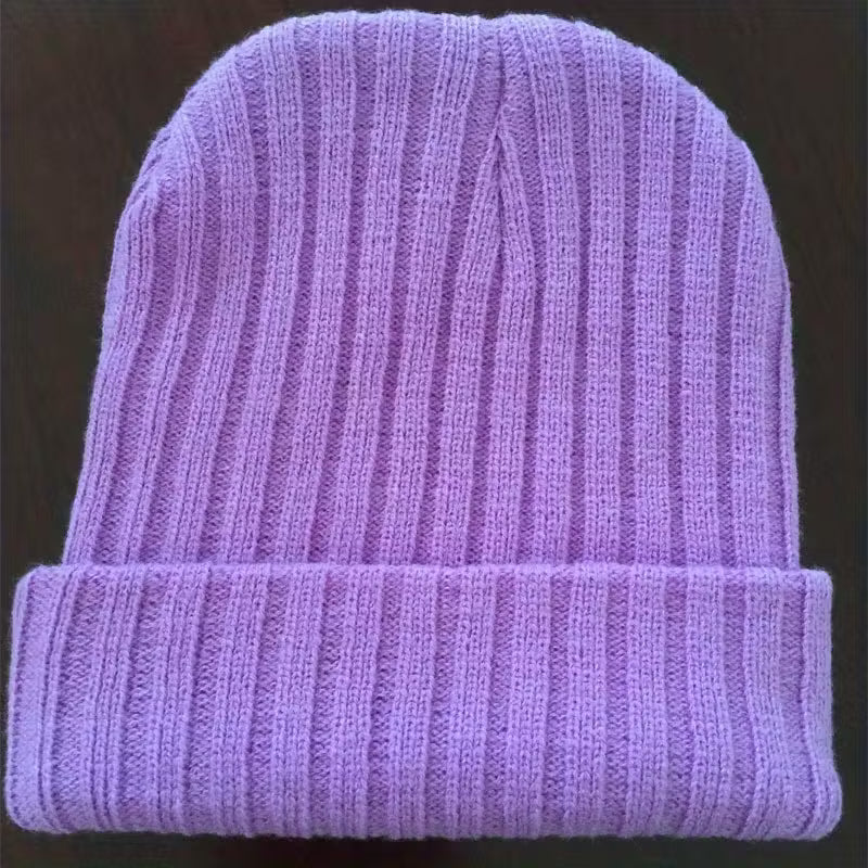 Cozy Purple Anime-Inspired Slouchy Beanie with Cute Cartoon Embroidery Winter Hat