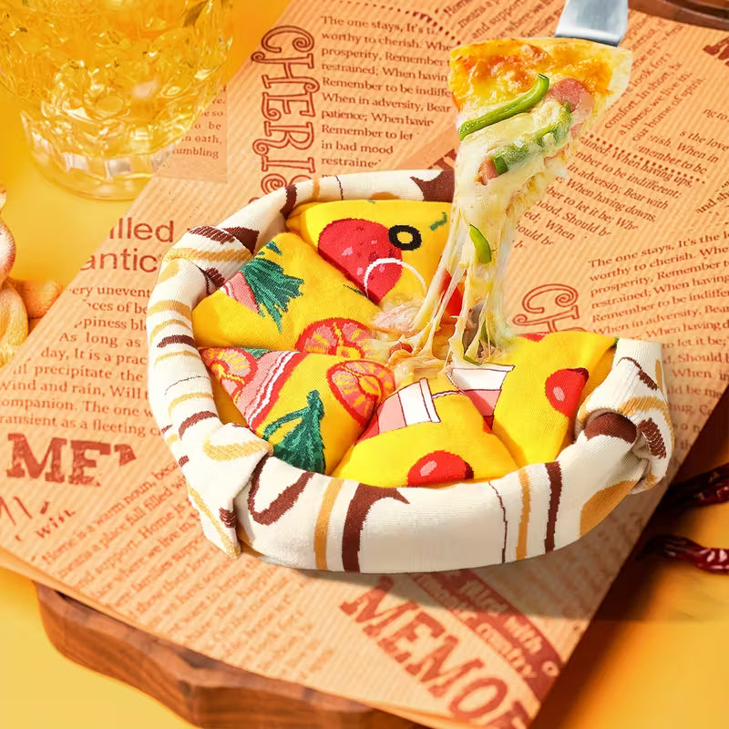 4 pairs of Men's Pizza Socks In Pizza Box Summer Socks