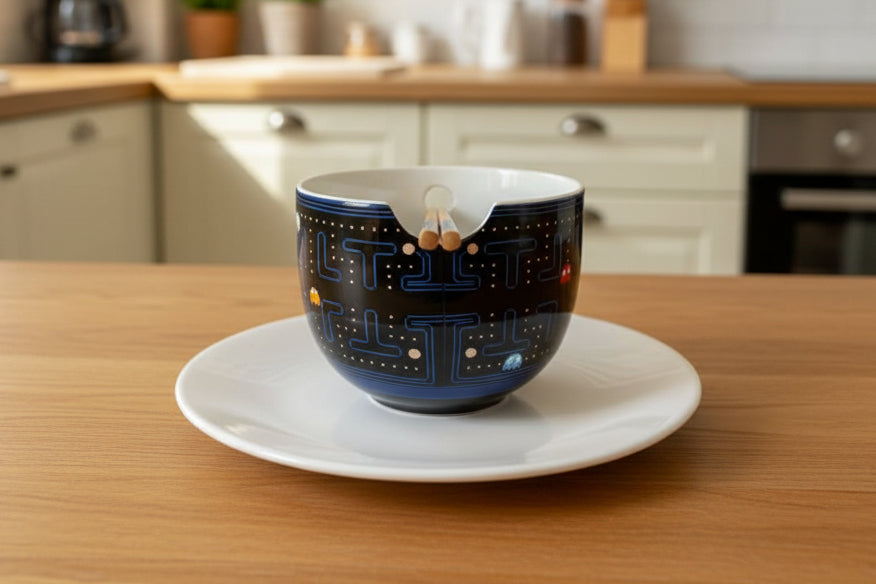 Pacman Game Screen 20oz Ceramic Ramen Bowl with Chopsticks