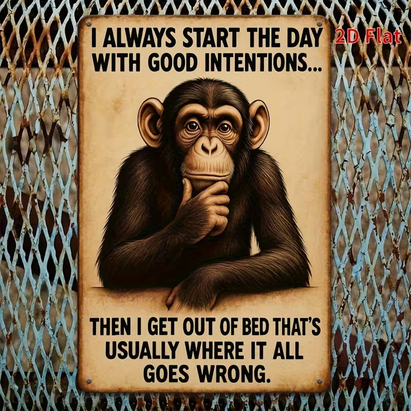 Wooden Funny Monkey Sign - Fun Monkey Quote Wooden Decoration