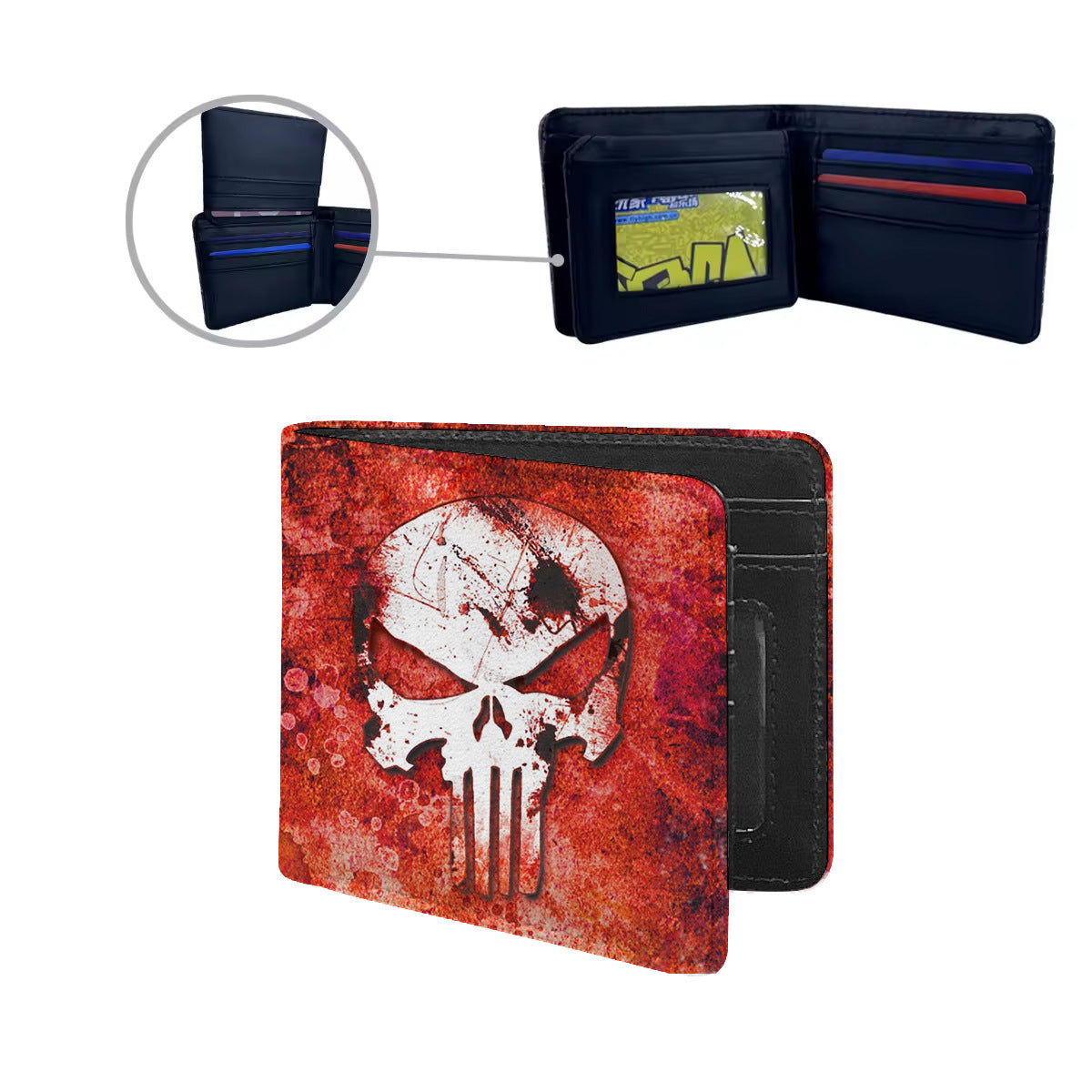 Men'S Skull Pu Leather Wallets
