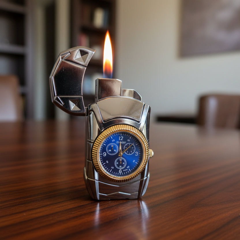 Metal Car Butane Lighter with Watch