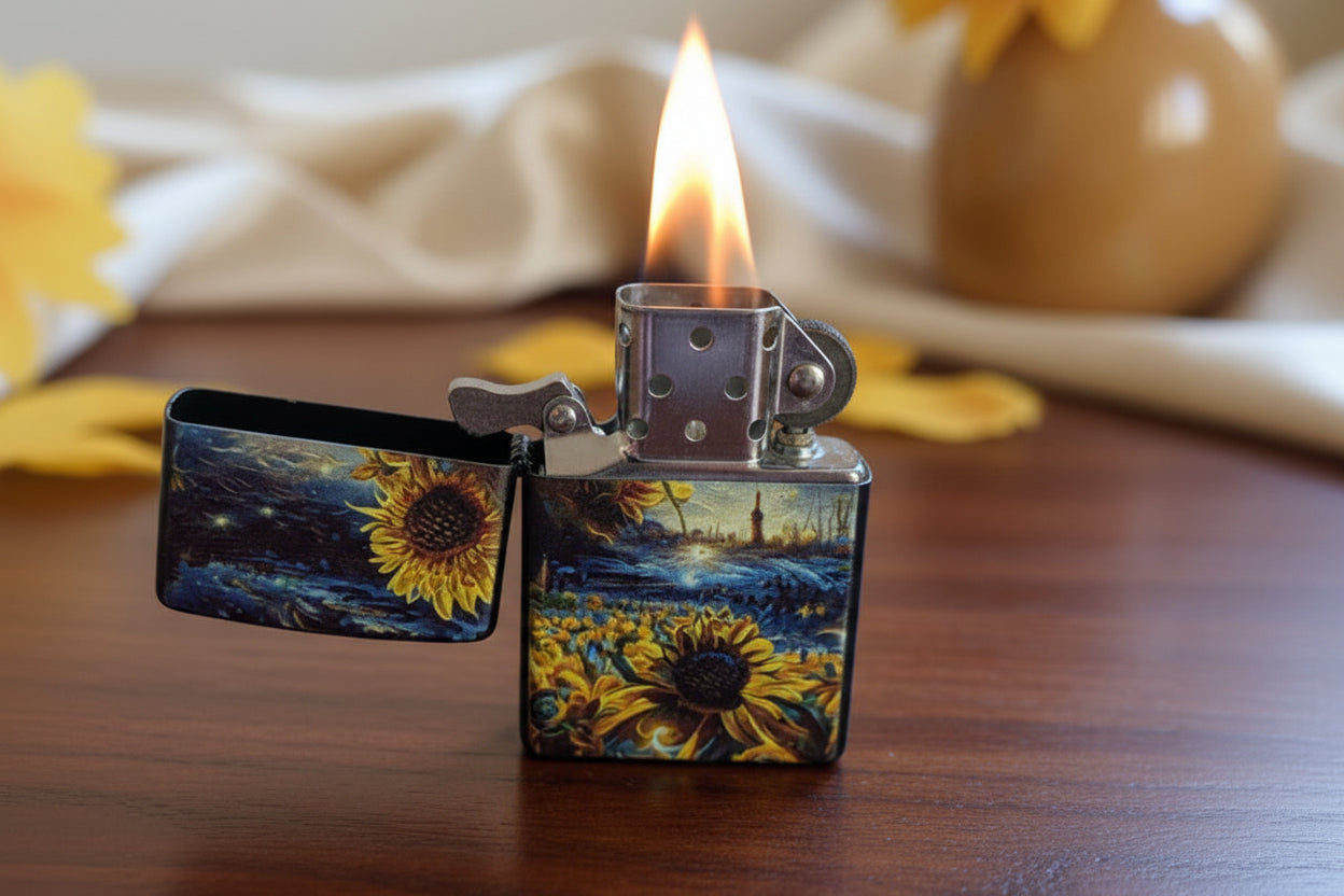 Starry Night Zippo Style Lighter Refillable Van Gogh