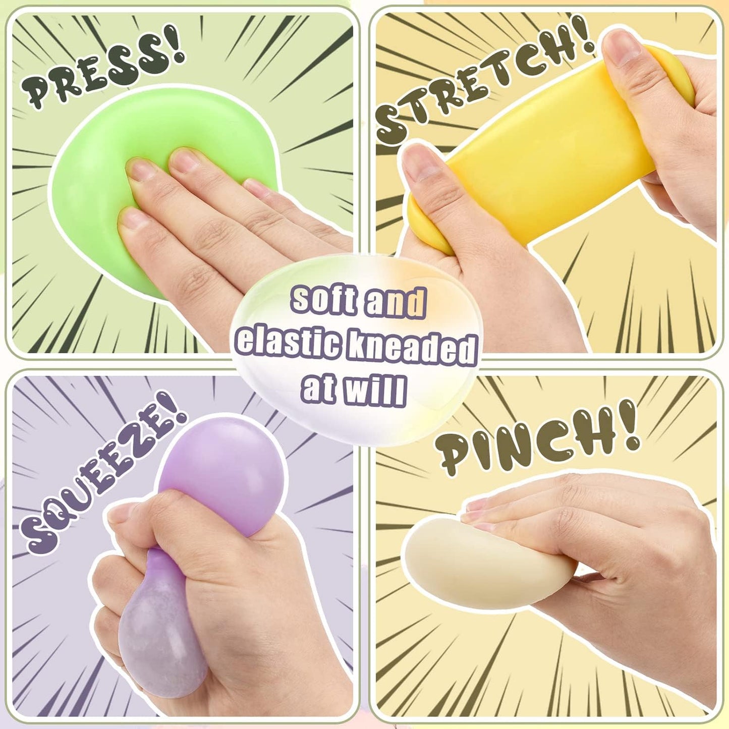 Colorful Dumpling squish Ball Fidget Toy, Stress Ball