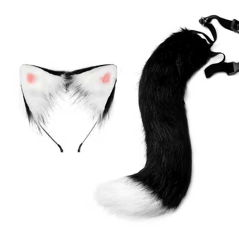 Black and White With Pink Ears and Tail Cosplay