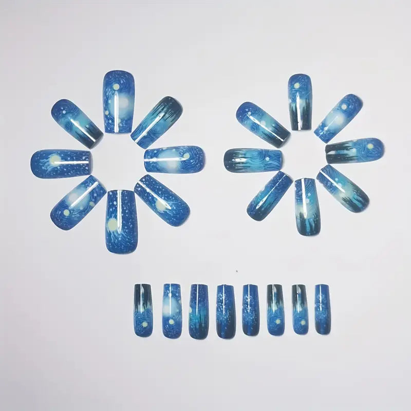 24pcs Van Gogh Starry Night Inspired Press-On Nails