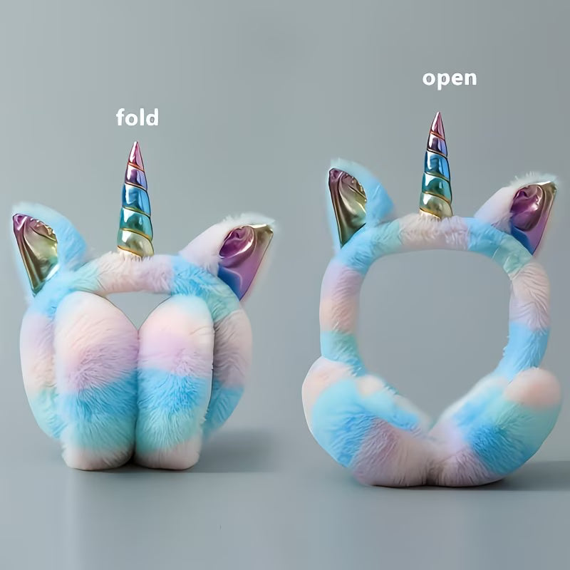Kids Plush Colorful Unicorn Earmuffs