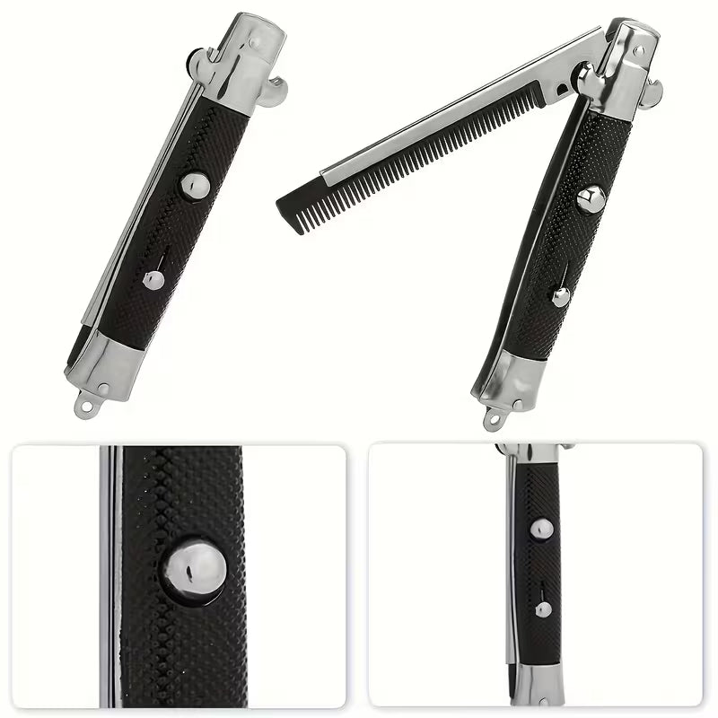 Folding Spring Comb - Fine-Toothed Portable Hair Styling Comb with Spring-Loaded Teeth