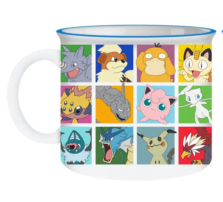 Pokemon Grid 20oz Ceramic Camper Mug Silver Buffalo