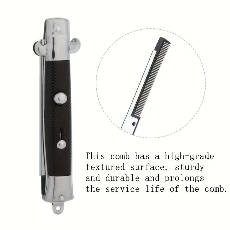 Folding Spring Comb - Fine-Toothed Portable Hair Styling Comb with Spring-Loaded Teeth