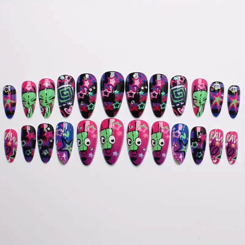 24pcs droplet shaped press on nail