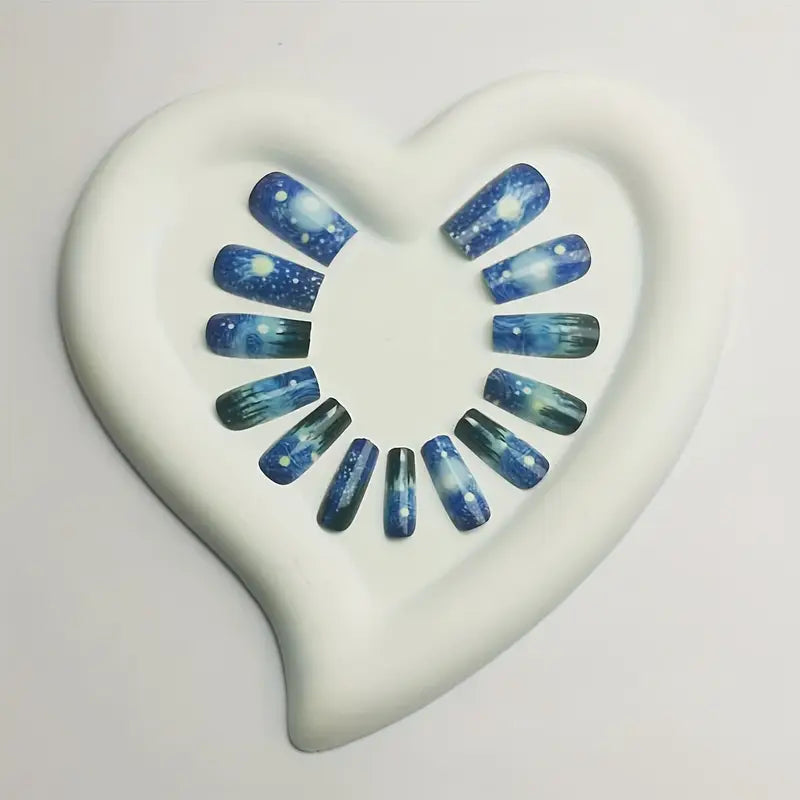 24pcs Van Gogh Starry Night Inspired Press-On Nails