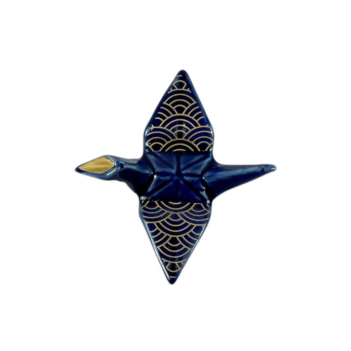 Origami Crane Porcelain Chopsticks Rest 2"L Seigaiha Navy (12/288)