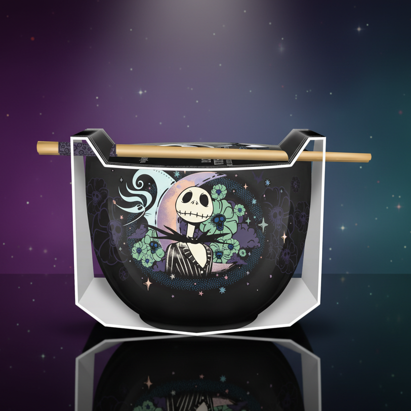 Nightmare Before Christmas Starry 20oz. Ceramic Ramen Bowl with Chopsticks