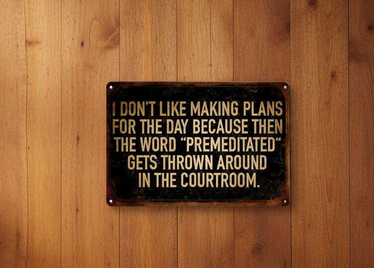I Don't Like Making Plans for the Day Metal Sign