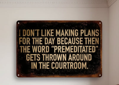 I Don't Like Making Plans for the Day Metal Sign