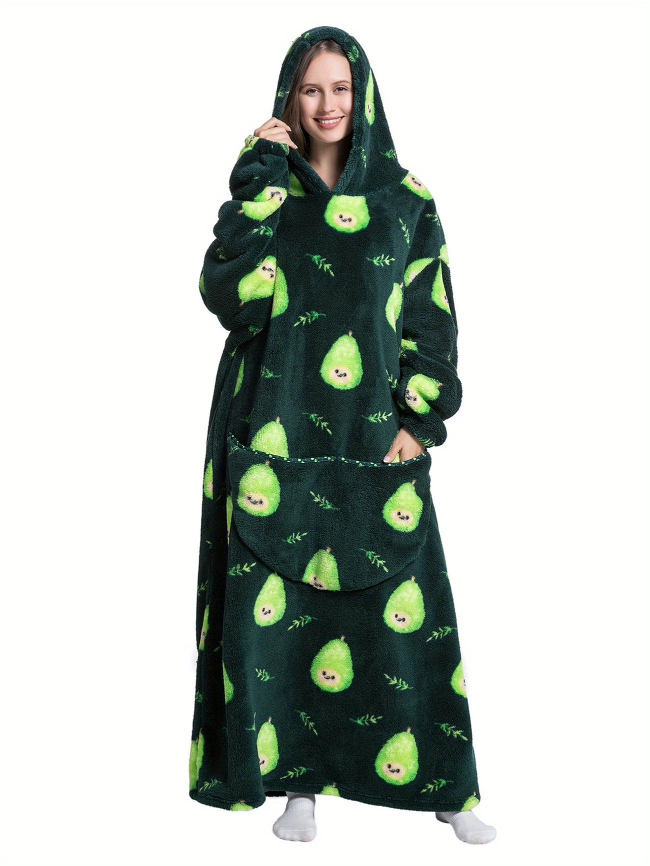 Adult Fleece Hoodie Green Avocado