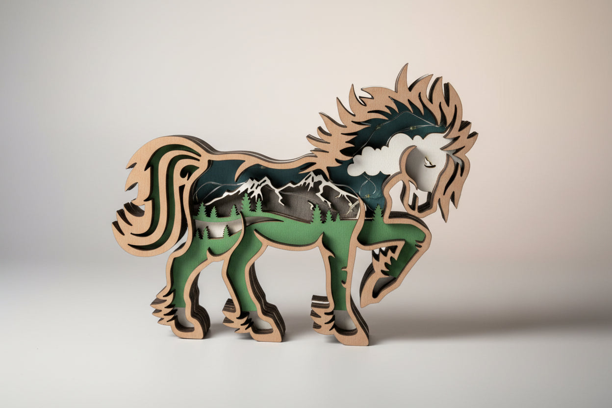 Wild Horse Light up Wooden Decor
