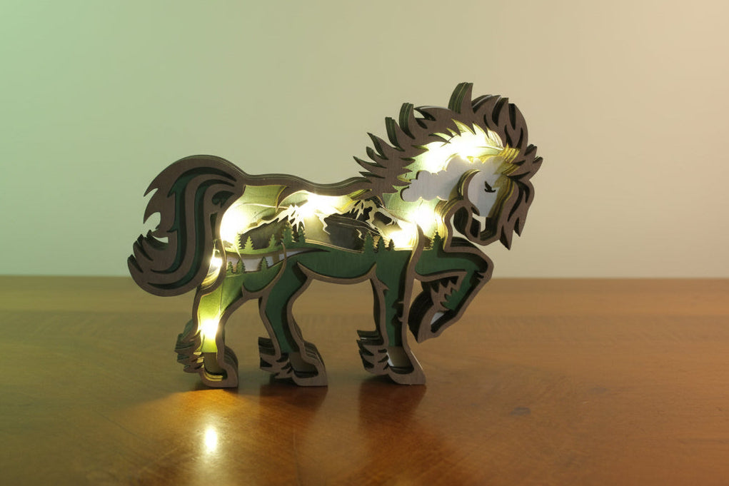 Wild Horse Light up Wooden Decor