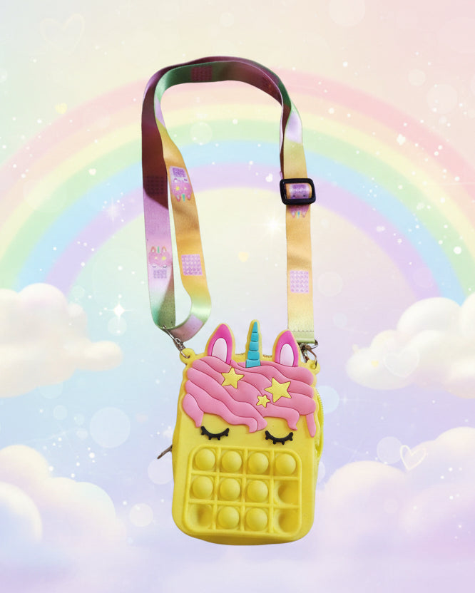 Yellow Unicorn Pop It Purse