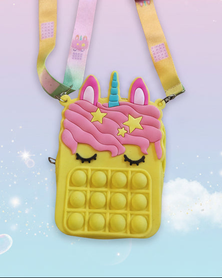 Yellow Unicorn Pop It Purse