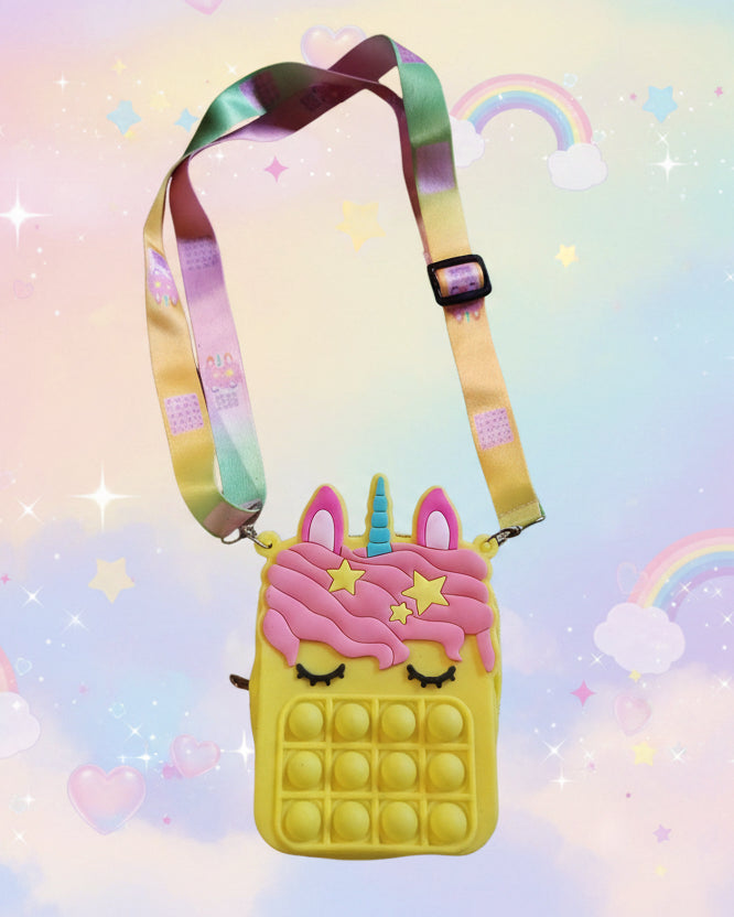 Yellow Unicorn Pop It Purse