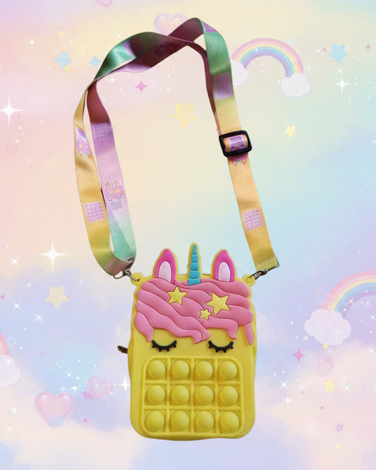 Yellow Unicorn Pop It Purse