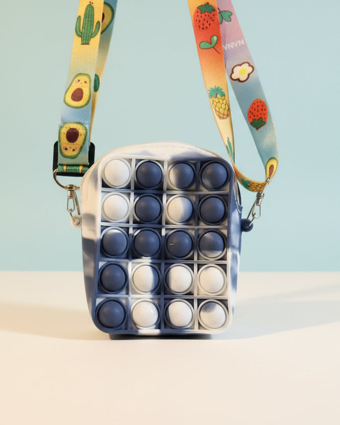 Blue and White Pop It Purse