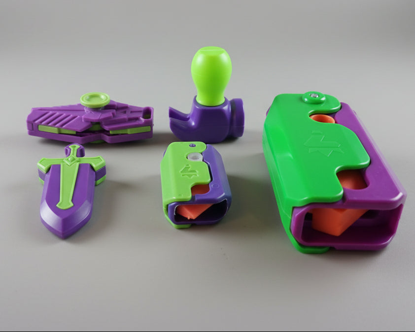 Purple and Green Fidget 5pcs Set