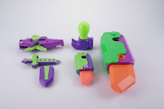 Purple and Green Fidget 5pcs Set