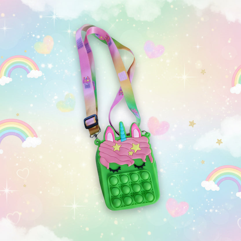 Green Unicorn Pop It Purse.