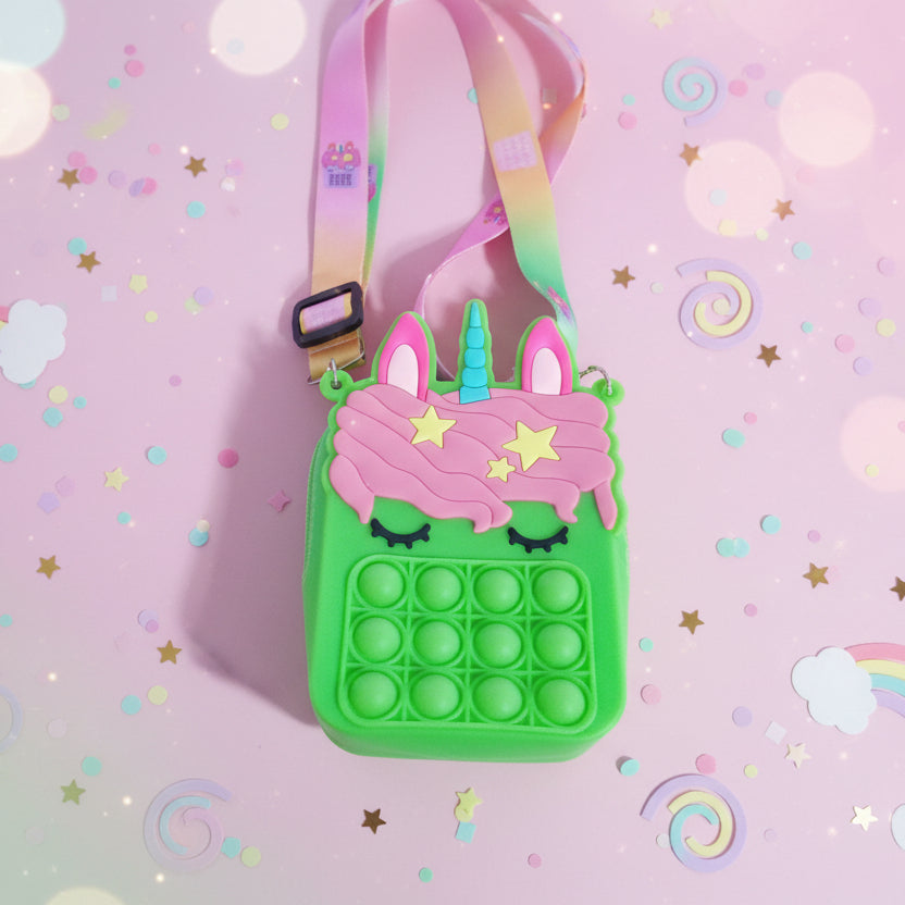 Green Unicorn Pop It Purse.