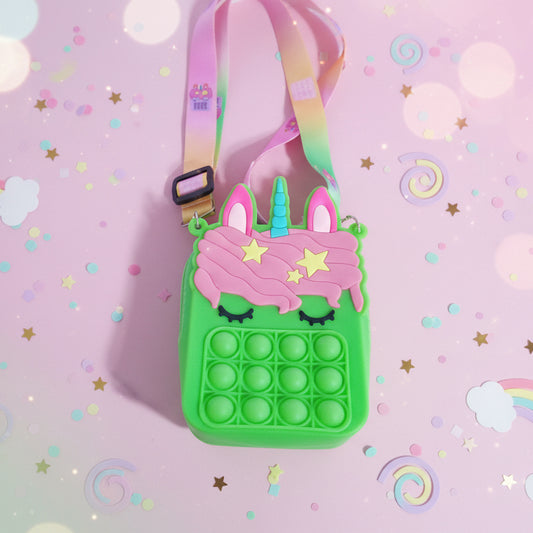 Green Unicorn Pop It Purse.