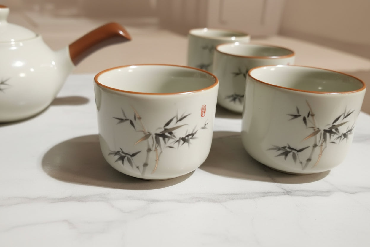 Ceramic Semi-Automatic Tea Set with Travel Case, Chinese Style, Kung Fu Tea Set