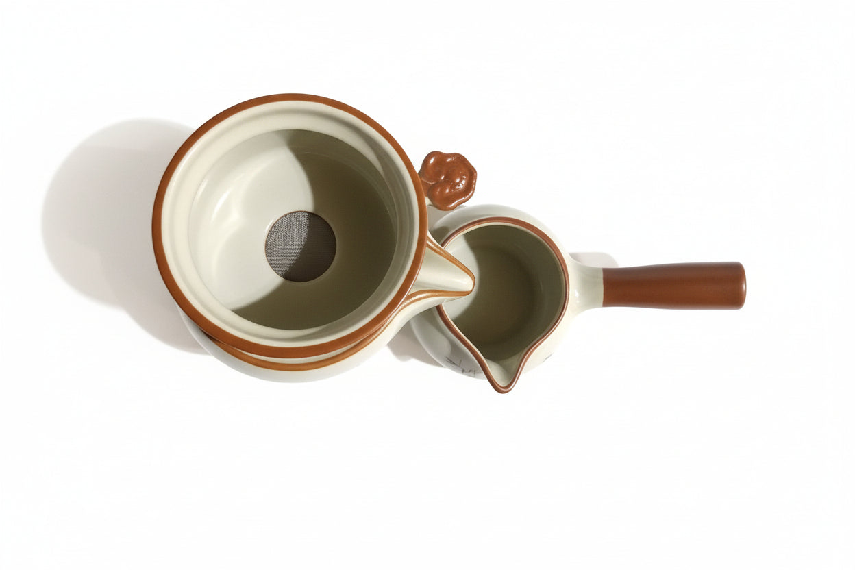 Ceramic Semi-Automatic Tea Set with Travel Case, Chinese Style, Kung Fu Tea Set