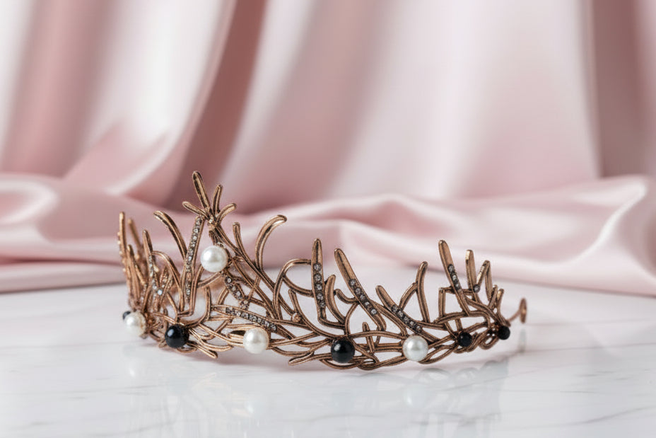 Pearl and Bronze Colored Tiara