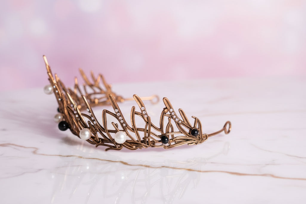 Pearl and Bronze Colored Tiara
