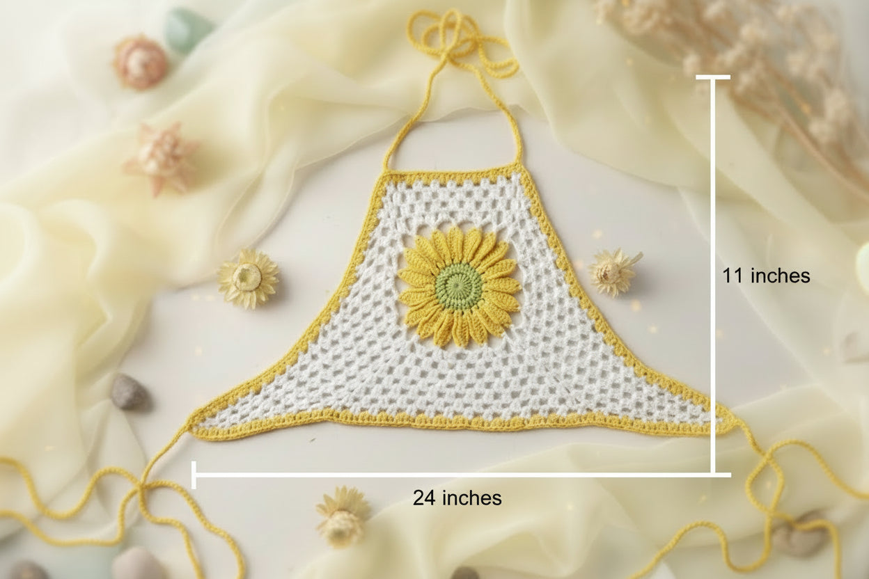 Sunflower Knitted Halter Top Backless Adult Women's Small