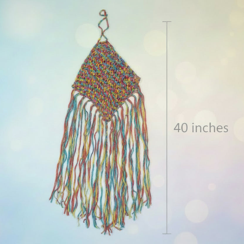 Colorful Fringe Hem Halter Top Knitted Women's Medium