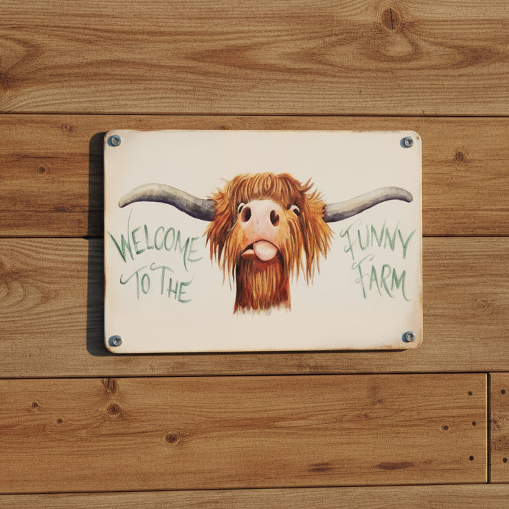 Welcome to The Funny Farm Metal Sign