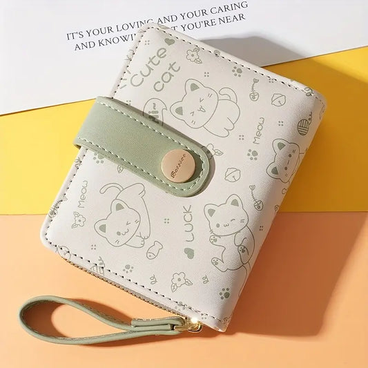 Kawaii Cat Wallet Green