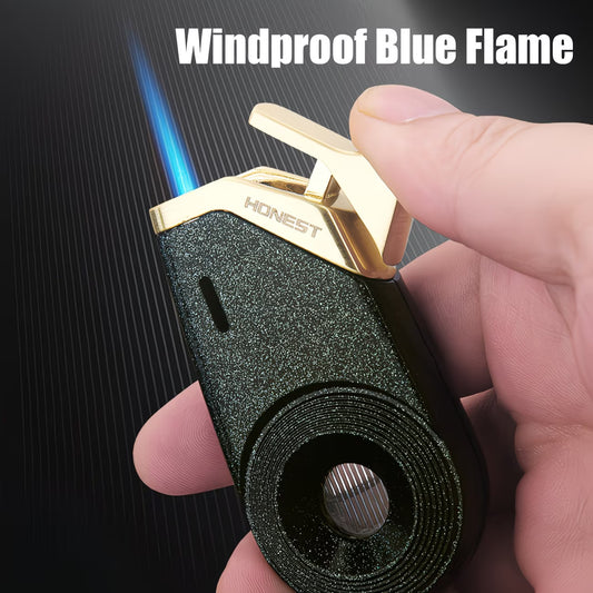Green Sparkle Torch Lighter - Refillable Butane Gas Lighter with Rotatable Base, Portable Zinc Alloy