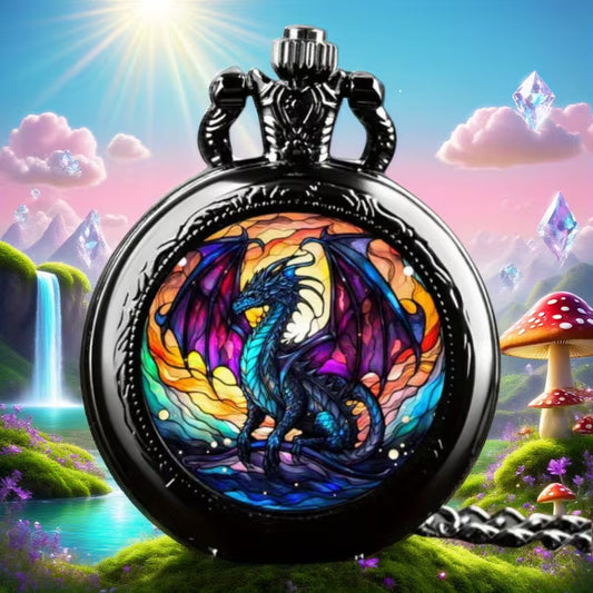 Colorful Dragon Pocket Watch Necklace