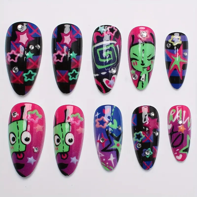 24pcs droplet shaped press on nail