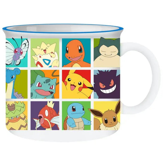 Pokemon Grid 20oz Ceramic Camper Mug Silver Buffalo