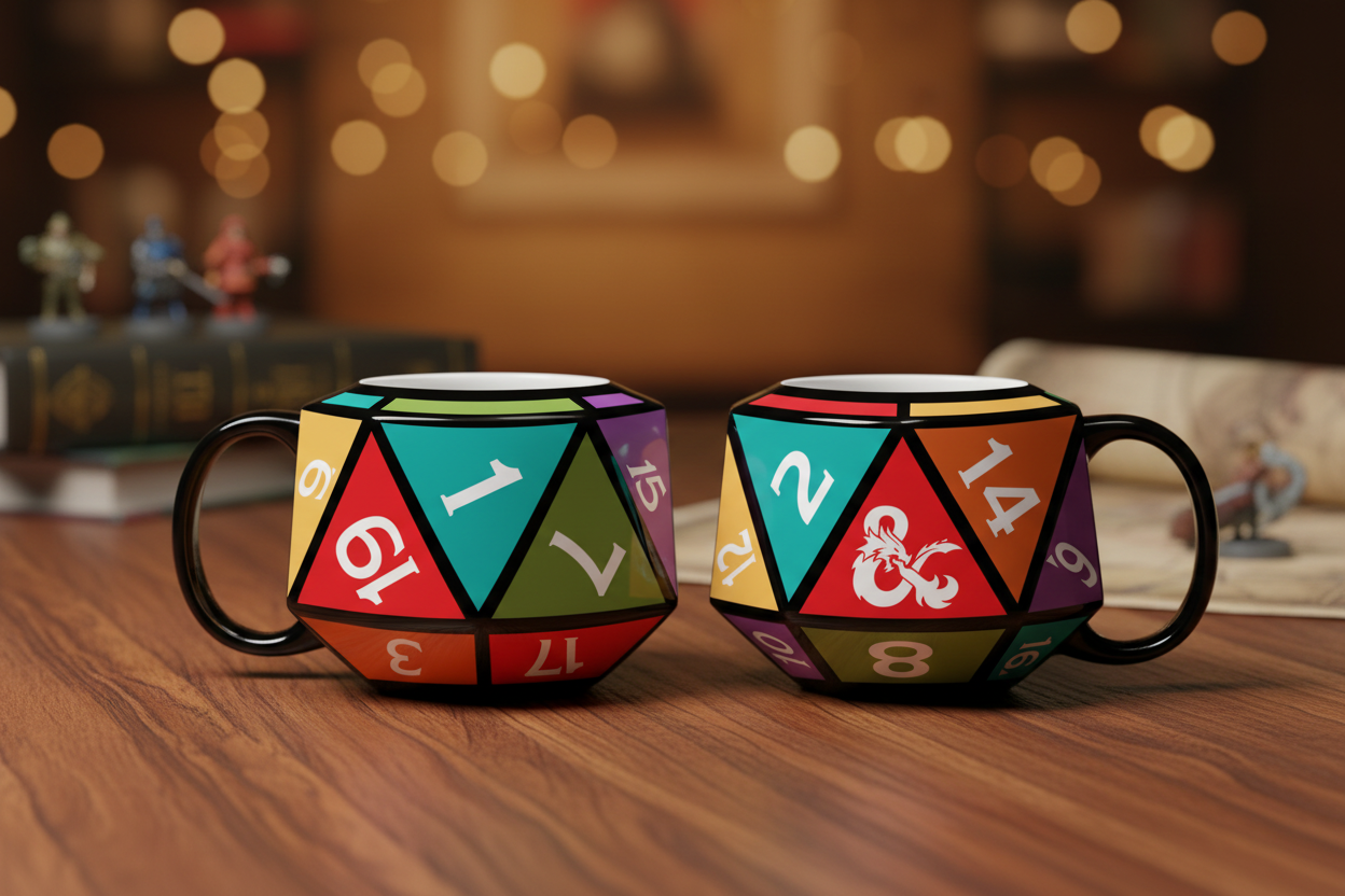 Dungeons & Dragons D20 Die Ceramic 3D Sculpted Mug