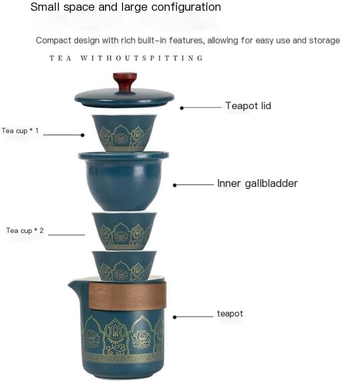 Blue Travel Tea Set with Traveling Case, Kung Fu Tea Set