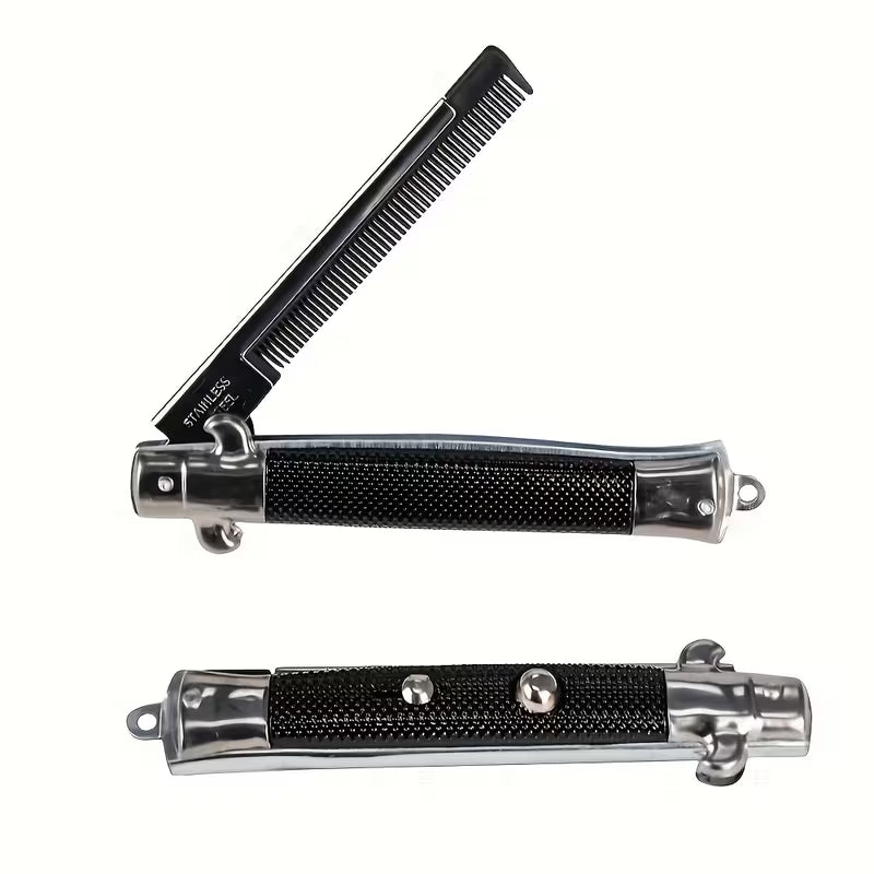Folding Spring Comb - Fine-Toothed Portable Hair Styling Comb with Spring-Loaded Teeth
