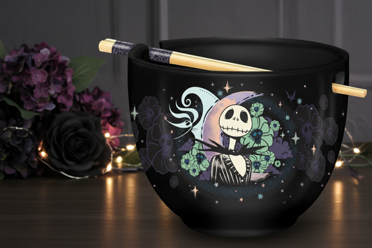 Nightmare Before Christmas Starry 20oz. Ceramic Ramen Bowl with Chopsticks