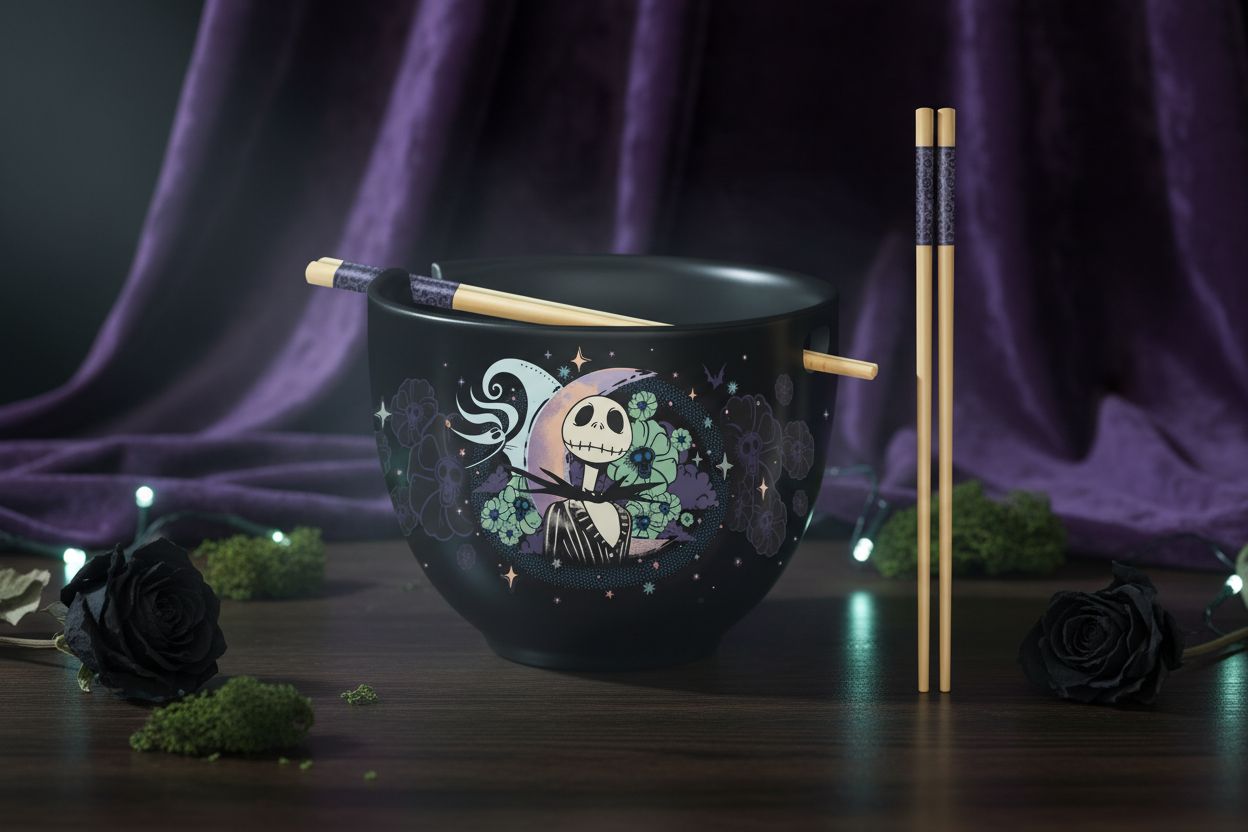 Nightmare Before Christmas Starry 20oz. Ceramic Ramen Bowl with Chopsticks